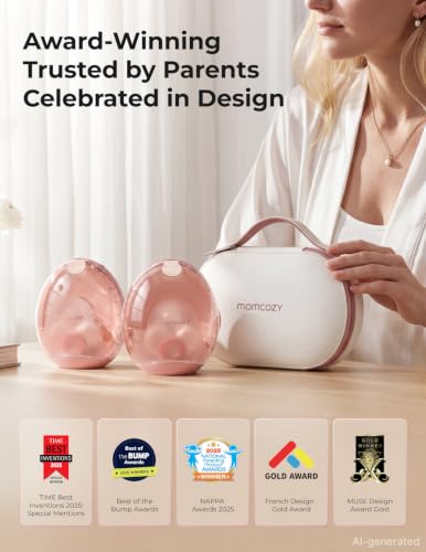 Image of Momcozy Air 1 Wearable Breast Pump,Ultra-Slim with Wireless Charging Case