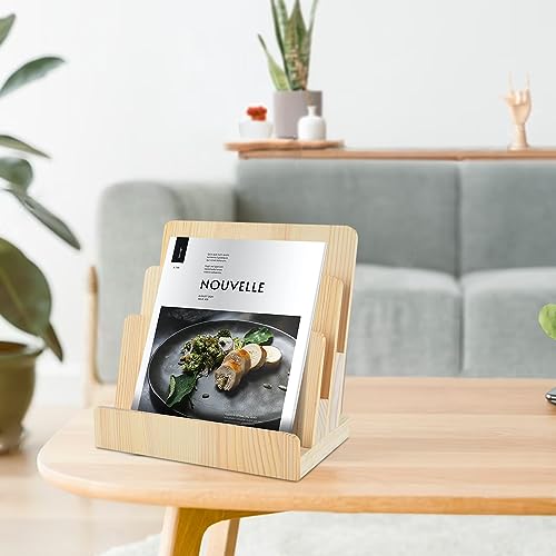 DOSTATNI 2-Piece 3-Tier Pine Wood Brochure Organizer & Display Stand - 8.5 x 11 Pamphlet/Flyer Holder, Greeting Card & Magazine Display for Desk & Counter - Image 6