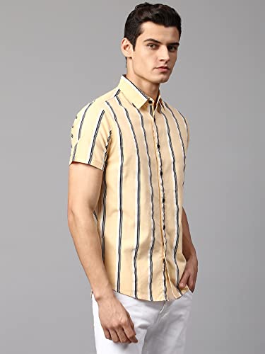 Image of Dennis Lingo Men's Pink Slim Fit Cotton Casual Shirt