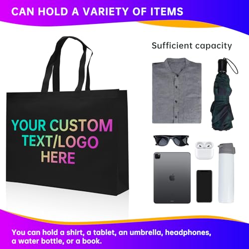 Custom Tote Bags 10/50/100 Pack,Promotional Items With Your Logo, personalized Bulk Grocery Bags, Reusable Shopping Bags