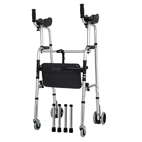Andador con ruedas para adultos de 1,83 m con asiento y apoyabrazos acolchado vertical