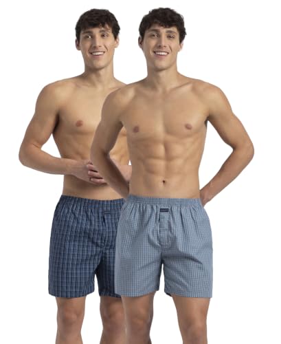 Image of Jockey 1223 Men Super Combed Mercerized Cotton Woven Checkered Boxer Shorts with Side Pocket (Pack of 2, Colors & Prints May Vary)