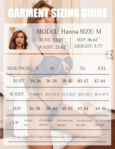 Image of Avidlove Lingerie for Women Sexy Lace Bra and Panty Set Underwire Push Up Lingerie Sets Demi Half Cup