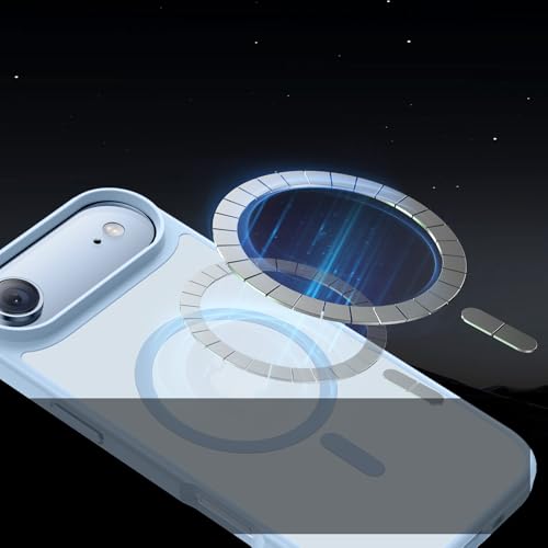 Image of Miracase Magnetic for iPhone Air Case with Screen Protector(Compatible with MagSafe), Slim Thin Translucent Matte Military-Grade Protected Phone Cover for iPhone 17 Air 6.5 inch, Light Blue