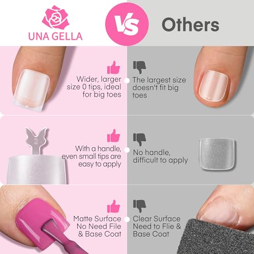 Image of UNA GELLA Square Toe Nail Tips For Big Toe, 504Pcs 15Sizes Soft Gel Full Cover Toe Nail Tip Pre-buff Fake Acrylic Toes Nail Press Ons Soak Off Pedicure For Nail Extensions Home DIY Nails Salon
