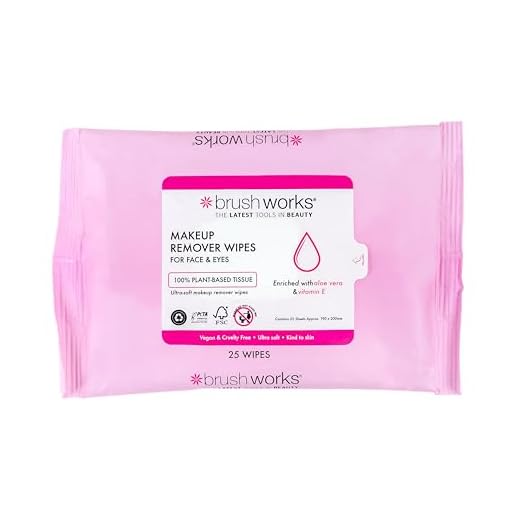 Brushworks Makeup Remover Wipes – 25 Ultra Soft & Gentle Facial Wipes with Aloe Vera & Vitamin E, Vegan & Cruelty-Free