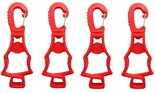 Seibertron Patented Glove Clips, Work Gloves Grabber Holder Clip to Pants, Hunters gear clips and hiking gear, Outdoor Accessories 4 Pieces Red