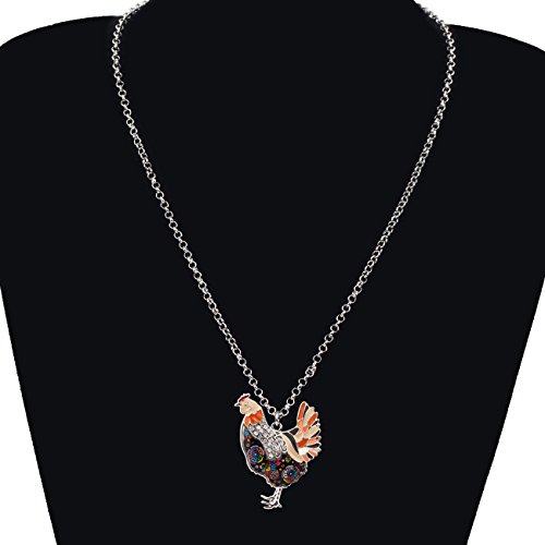 BONSNY Enamel Silvestone Farm Lover Chicken Hen Necklace Pendant Charm Fashion Jewelry For Women Gift - Image 3