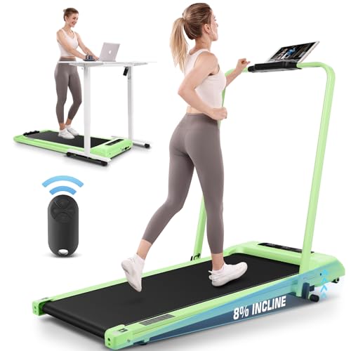 Image of Foldable Treadmill with Incline-Walking Pad with Handle Bar-Portable Walking Pad Treadmill 350+ lb Capacity-Under Desk Treadmills, 4 in 1 Running Machine LED Display /Dual Control