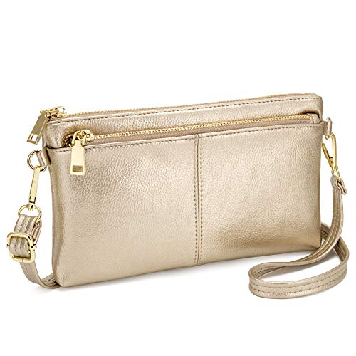 zooeass triple zip small crossbody bag lightweight purses vegan leather wristlet clutch includes adjustable shoulder