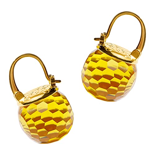 Image of Crystal Earrings for Women, Sparkly Austrian Crystal Disco Ball Earrings, 18K Gold Plated Post Drop Earrings with Colorful Spheres, Hypoallergenic & Lightweight, Ideal Gift for Her