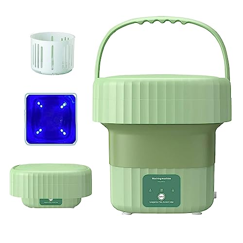 Foldable Mini Washing Machine,Small Washing Machine for Underwear,Laundry, Camping, RV, Travel, Underwear, Socks, Baby clothes Lightweight and Easy to Carry (ABS-Green) Touch key