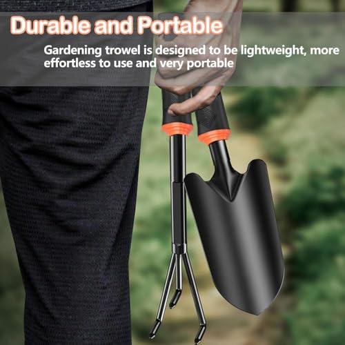 Garden Tool Set, 5 Pcs Carbon Steel Gardening Hand Tools Including Garden Fork, Trowel, Weeding Fork, Hand Rake, Transplanter Trowel Set for Women Man Gardener Digging, Planting & Weeding 6 Garden Tool Set, 5 Pcs Carbon Steel Gardening Hand Tools Including Garden Fork, Trowel, Weeding Fork, Hand Rake, Transplanter Trowel Set for Women Man Gardener Digging, Planting & Weeding - Image 6