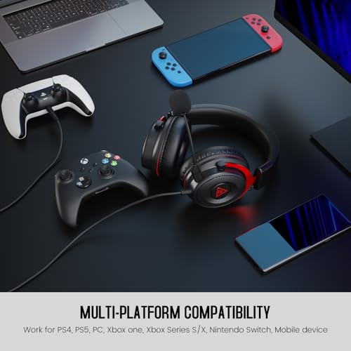 Cascos gaming con microfono y luz LED para PS5 y Switch negro 6