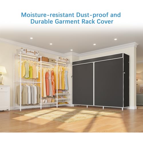Heavy Duty Clothes Rack with LED Lights for Hanging Clothes