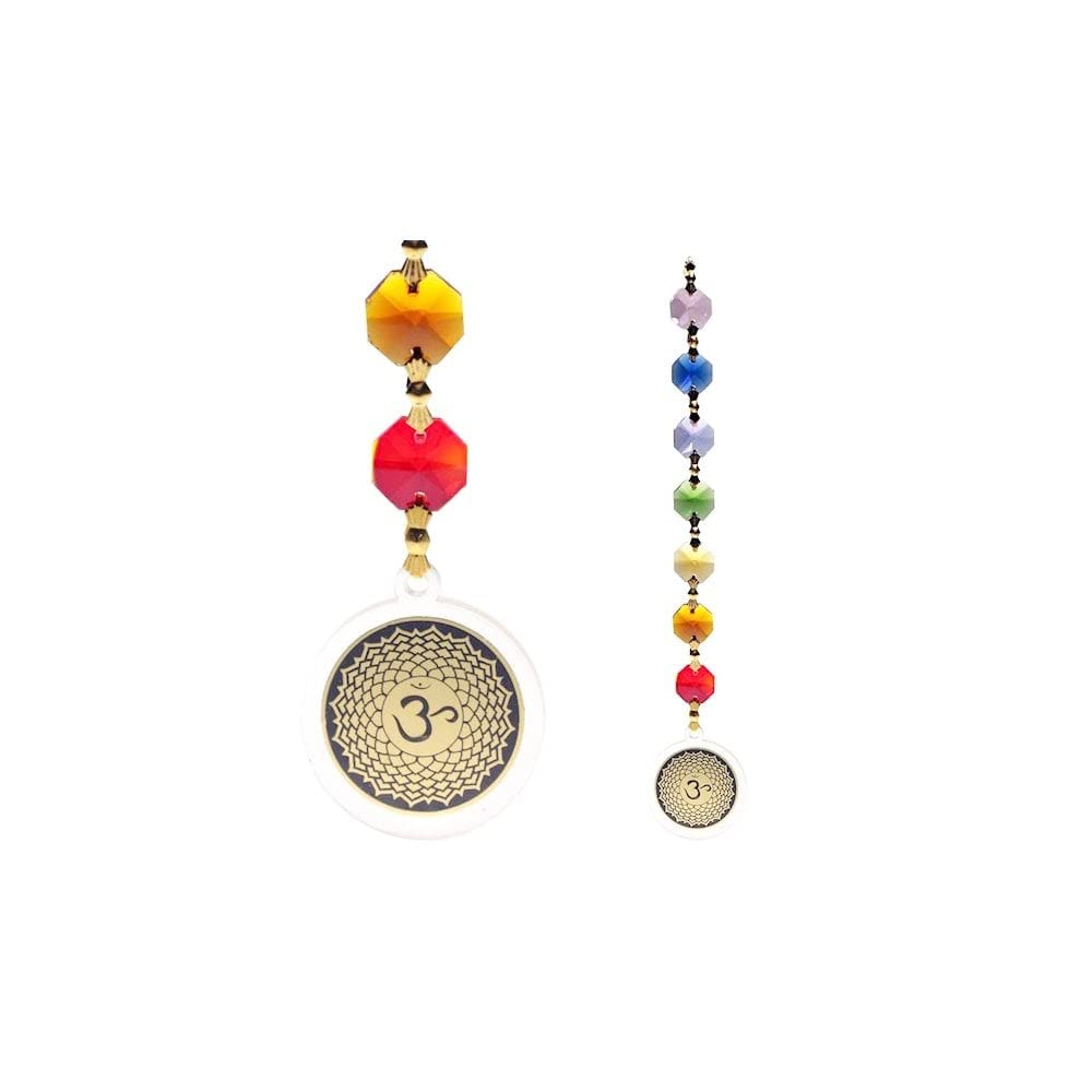 Sacred EssenceTibetan Spirit OM Crown Chakra 20cm Feng Shui Crystal String Suncatcher
