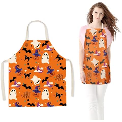 Crethink Halloween Cooking Apron with Pumpkins Cover