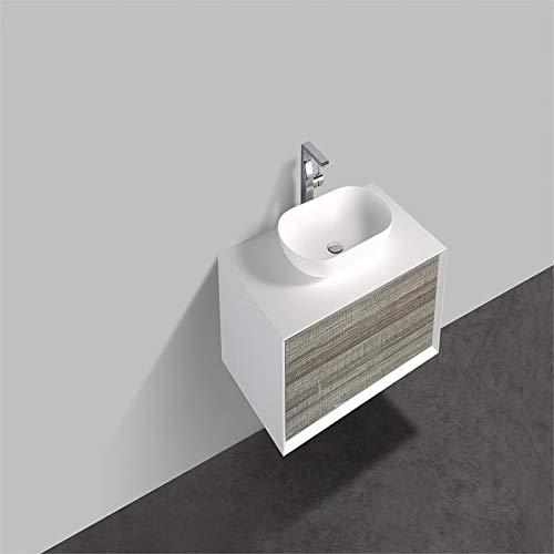 Eviva Floating Vanity For Bathroom Santa Monica 36 X 22 Inch Ash Wall Mount Bathroom Vanity With White Porcelain Vessel Sink Modern Transitional Bath Vanities 36 Inch Vanity With Sink And Countertop #TOP2