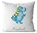 SB46B Coussin Dinosaure Bleu personnalisé prénom, coussin sieste, coussin maternelle, coussin enfant, oreiller sieste, oreiller maternelle, déco, oreiller prénom, cadeau coussin prénom