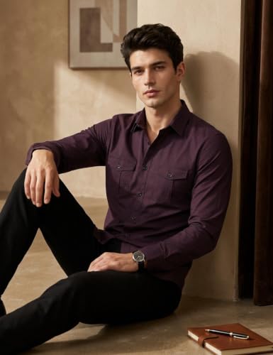 Image of Men's Double Flap Pocket | Regular Fit | Solid Spread Collar | Versatile Everyday Office Wear Comfortable |Stylish Design | Shirt