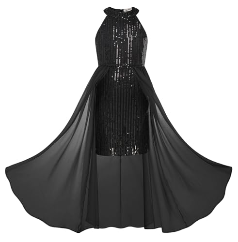 GRACE KARIN Teen Girls Formal Dress Black Kids Sequin Fancy Party Prom Sparkly Pageant Birthday Graduation Dresses Size 10-12