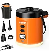 YUWEIC Portable Air Pump for Inflatables with 5000mAh Battery &amp; Camping Light, 280L/min Ultra-Fas...