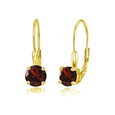 Yellow Gold Flashed Sterling Silver Garnet Earrings Cover