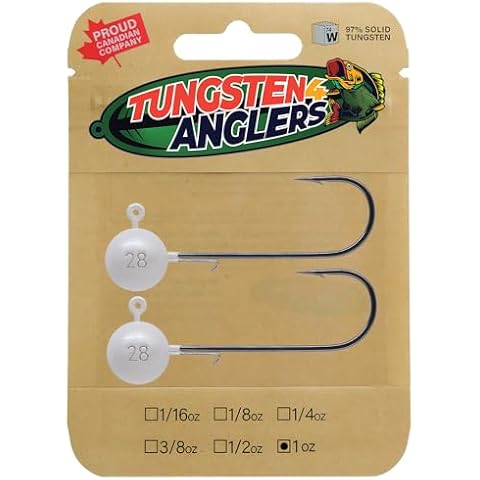 Tungsten 4 Anglers – 97% Pure Tungsten Hevi Jig Head | Heavy but Small Profile for Deeper Water and Better Contact with The Bottom – Fits Any Plastic Bait | 2PCS/Bag (1oz.) Cover