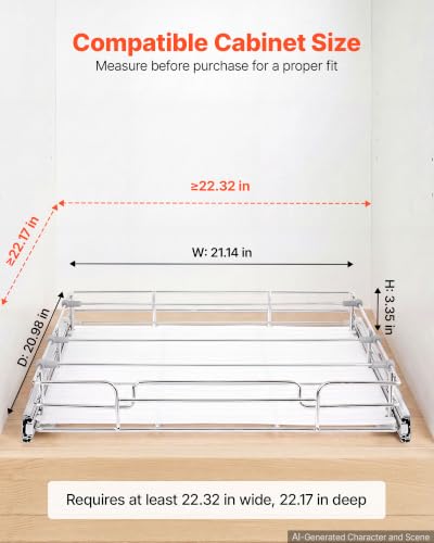 Image of VEVOR Pull Out Cabinet Organizer 21.14 inchW x 20.98 inchD Steel Slide Out Drawers