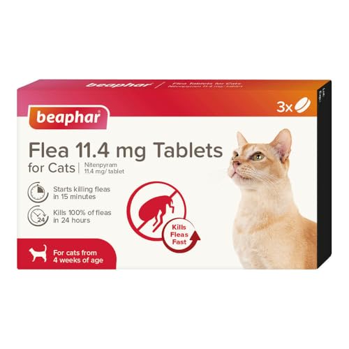 Beaphar - Flea Tablets for Cats & Kittens - 3 Treatment Pack - Rapid Knock Down of Fleas - Starts Killing Fleas in 15 Minutes Kills 100% in 24hrs - Veterinary Medicine - For Cats from 4 Weeks Old