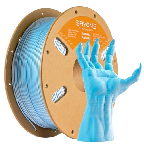 Image of ERYONE Matte Dual Color 3D Printer PLA Filament 1.75 + /- 0.03mm, Matte Bicolor Filament PLA 1KG(2.2LBS) Spool, Blue White