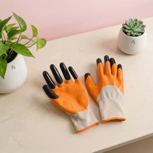 Image of Zamia Gardening Gloves, Orange, Flexible & Thorn-Proof, for Beginners