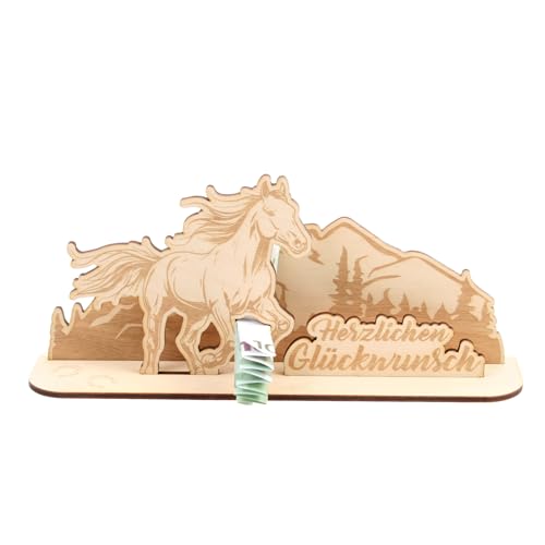 Kreative Feder 3D Geldgeschenk-Aufsteller Pferd für feierliche Anlässe - DIY Glückwunsch-Karte aus Holz für Geldscheine (Pferd) Kreative Feder 3D Geldgeschenk-Aufsteller Pferd für feierliche Anlässe - DIY Glückwunsch-Karte aus Holz für Geldscheine (Pferd)
