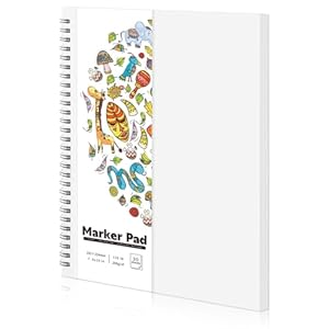 135lb/200gsm Marker Paper Pad, 7.6×10in Double Sided Bleedproof Sketch Pad, 30 Sheets Art Paper Spiral Sketchbook, Smooth Alcohol Marker Paper Painting Coloring Paper for DIY, Drawing, Gift