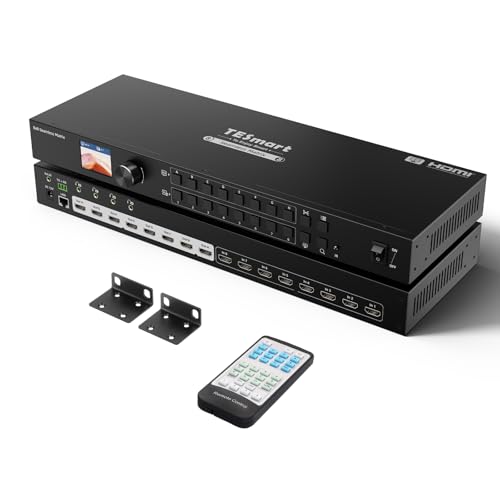 TESmart 8x8 Seamless HDMI Matrix Switch 1920x1080@60Hz Remote Control, Supports Audio Splitting, Preview Mode, RS-232, LAN Control, Rename Port