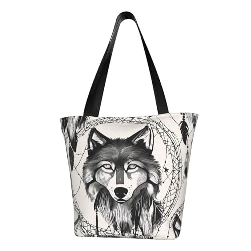 wolves and dream catchers01 Print Comfortable Shoulder Bag Summer HandbagTravel Beach Work Daily Use Versatile Carry
