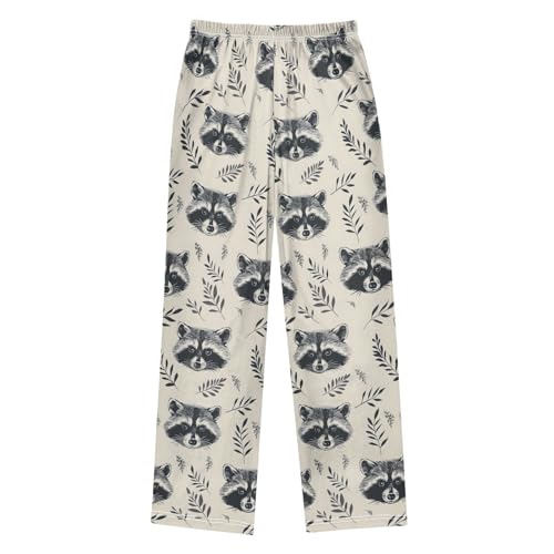Pajama Pants Raccoon Leaves Long Sleep Pants Lounge Bottoms2