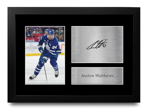Auston Matthews photo dédicacée Leafs idée cadeau A4 encadré fan hockey
