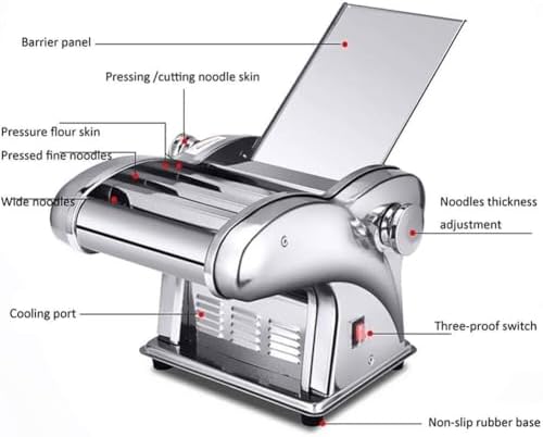 Electric Noodle Maker Machine - Stainless Steel Pasta Maker with Dough Cutter & Slicing Blade for Fresh Homemade Noodles, Easy to Use & Clean, Perfect for Pasta Lovers
