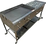 36” x 22” Griddle Flat Top Food Taco Cart w/ 6 Pan Steam Table Food Warmer | 1/4' Thick Griddle | 1/3 Size Pans | Propane | Commercial Stainless Steel | Events, Catering, Street Food | Portable