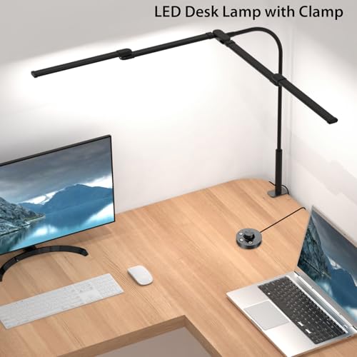 iVict Desk Lamp for Home Office, 24W Flexible Gooseneck Table Lamp, Desks Lamps with Clamp, 10 Color Modes 10 Brightness Eye-Caring Desk Light w/USB Adapter(Black) - Image 3