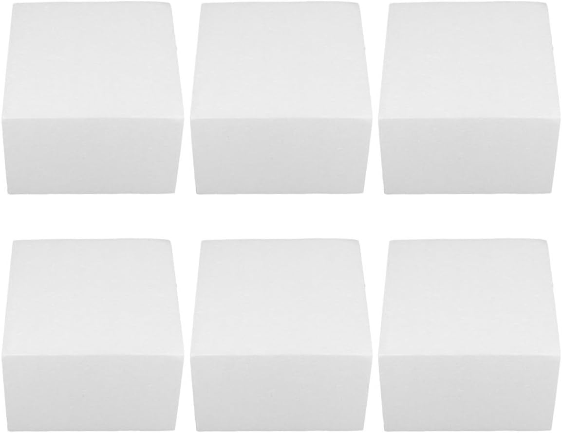 VICASKY 6pcs Foam Cake Dummies 15cm X 10cm Rectangular White Cake Decorating Foam Practice Models for Wedding Birthday Shower Display