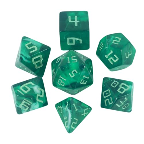 Starfarer Sci-Fi RPG Dice - 'Quasar' - Dark Green with White Swirls
