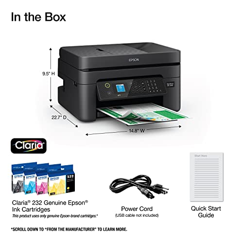 Image of Epson Workforce WF-2930 Wireless All-in-One Printer with Scan, Copy, Fax, Auto Document Feeder, Automatic 2-Sided Printing and 1.4 inch Color Display,Black