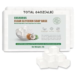 4LB Unscented Glycerin Soap Base DIY Handmade Soap Moisturizing Melt and Pour Soap Base for Crafting, Vegetable Glycerin & Coconut Oil, Easy to Cut (Clear, 4LB)