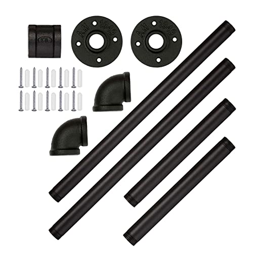 Greenstell Clothes Rack,36.2 Inch Industrial Pipe Wall Mounted Garment Rack,Space-Saving Hanging Clothes Rack,Heavy Duty Detachable Garment Bar,Multi-Purpose Hanging Rod For Closet 2 Base (2 Pack) #TOP7