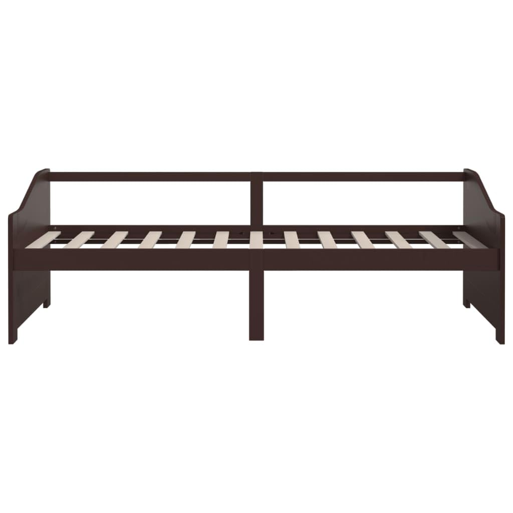 Cama de 3 plazas, color marrón oscuro, madera maciza de pino 90 x 200 cm, resistente estructura de cama para invitados, sofá cama con somier, diseño moderno
