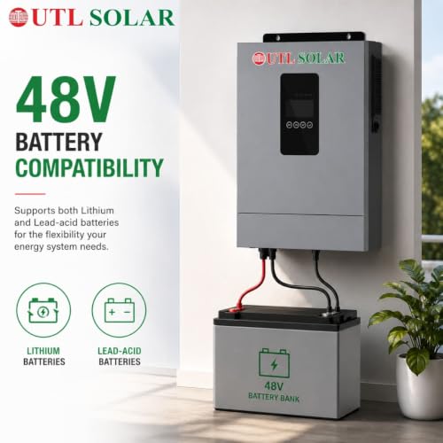Image of UTL ECO-X 6.5kW 48V Hybrid Solar Inverter | Pure Sine Wave | MPPT Solar Charge Controller | Supports Lithium & Lead-Acid Batteries | 9kW PV Input | LCD Display | Wi-Fi Monitoring