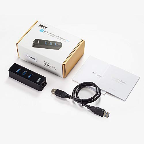 image for Anker 3-Port USB 3.0 HUB with 10/100/1000 Gigabit Ethernet Converter (