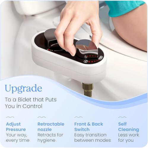 Image of CLEAR REAR Bidet Attachment for Toilet Seat - Non-Electric with Self Cleaning Dual Nozzles, Leak Proof Connectors, Adjustable Water Spray, Rear & Feminine Wash - Hygienic Bathroom Upgrades